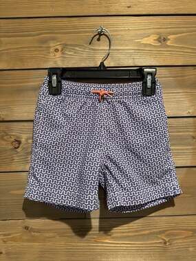 Crew Cuts Boys Swimming Trunks Blue Ivory Maze Print Size 3